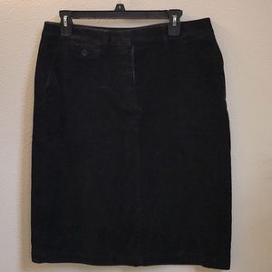 LLBean Black Corduroy Skirt Sz 10